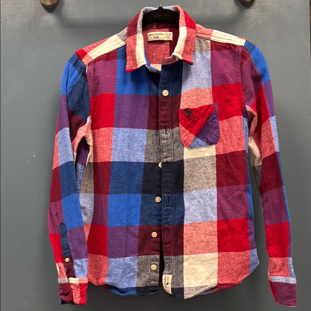 Abercrombie Kids Red and Blue Button Down Shirt